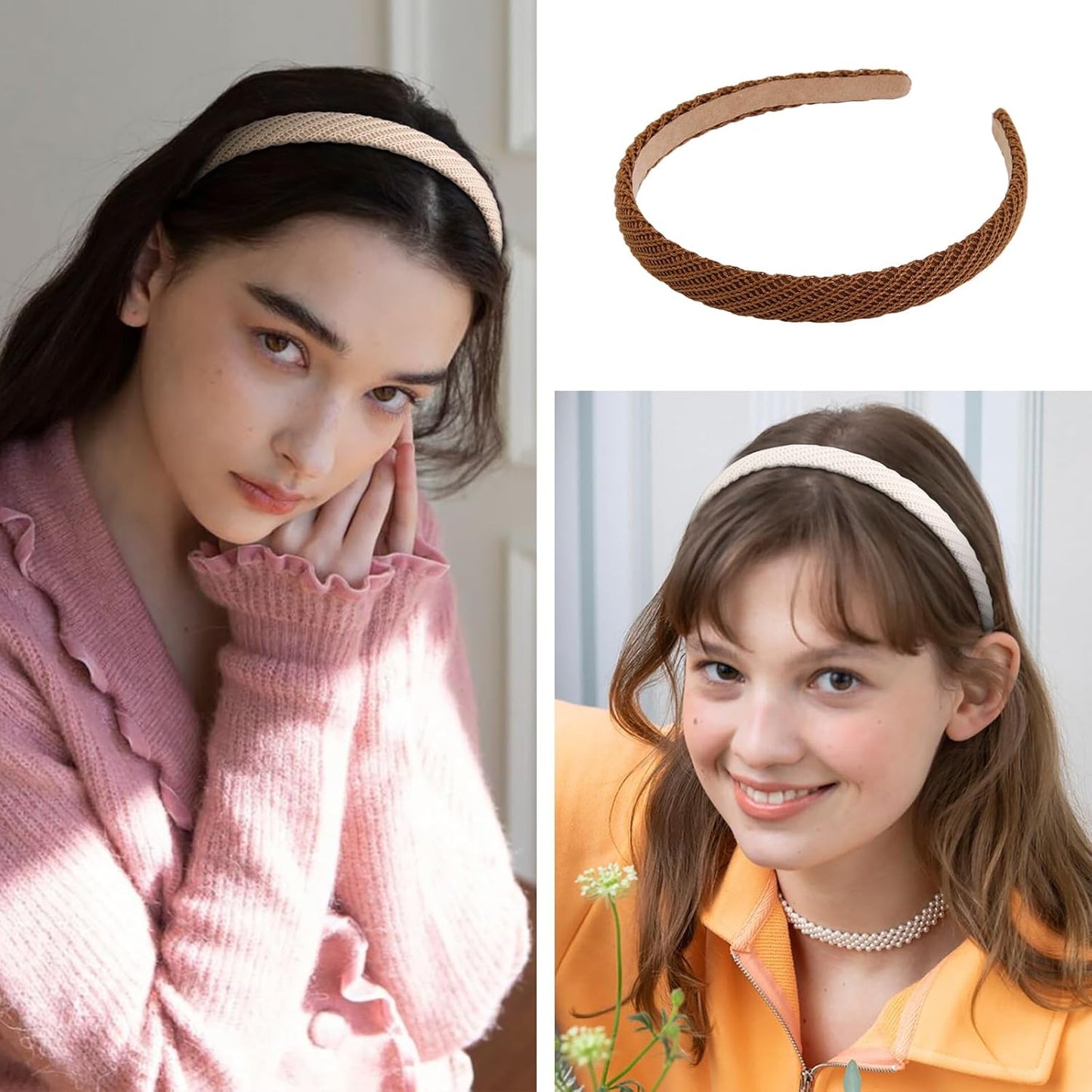 Headbands for Women Thin Knitted Hairbands Fashion Non Slip Headband for Women's Hair Cute Solid Colors Hair Accessories 4 PCS